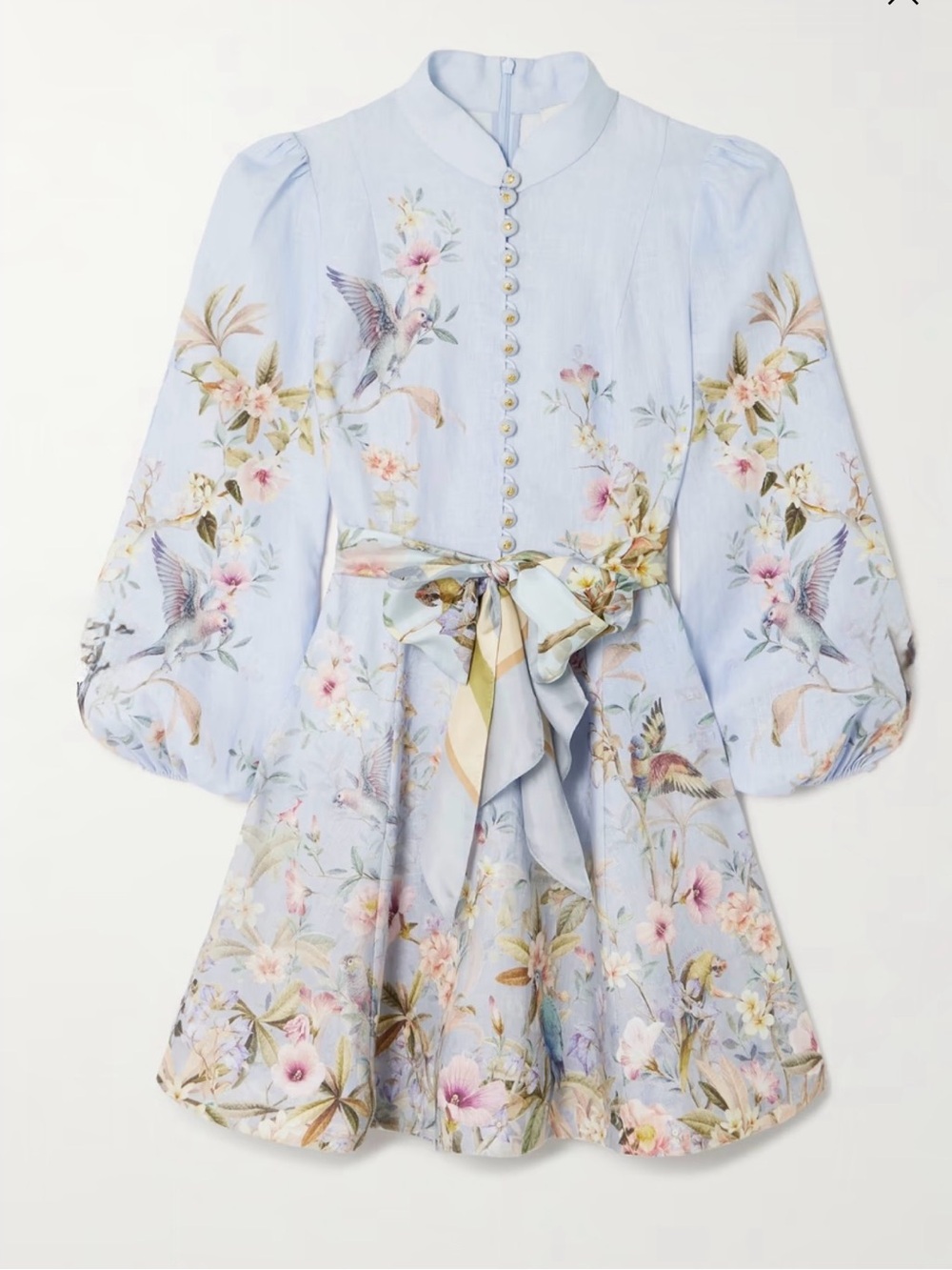 Zimmermann Lilac Floral Long-Sleeve Midi Dress